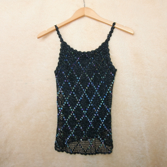 Vintage Le Chateau black beaded halter tank top - Picture 6 of 9